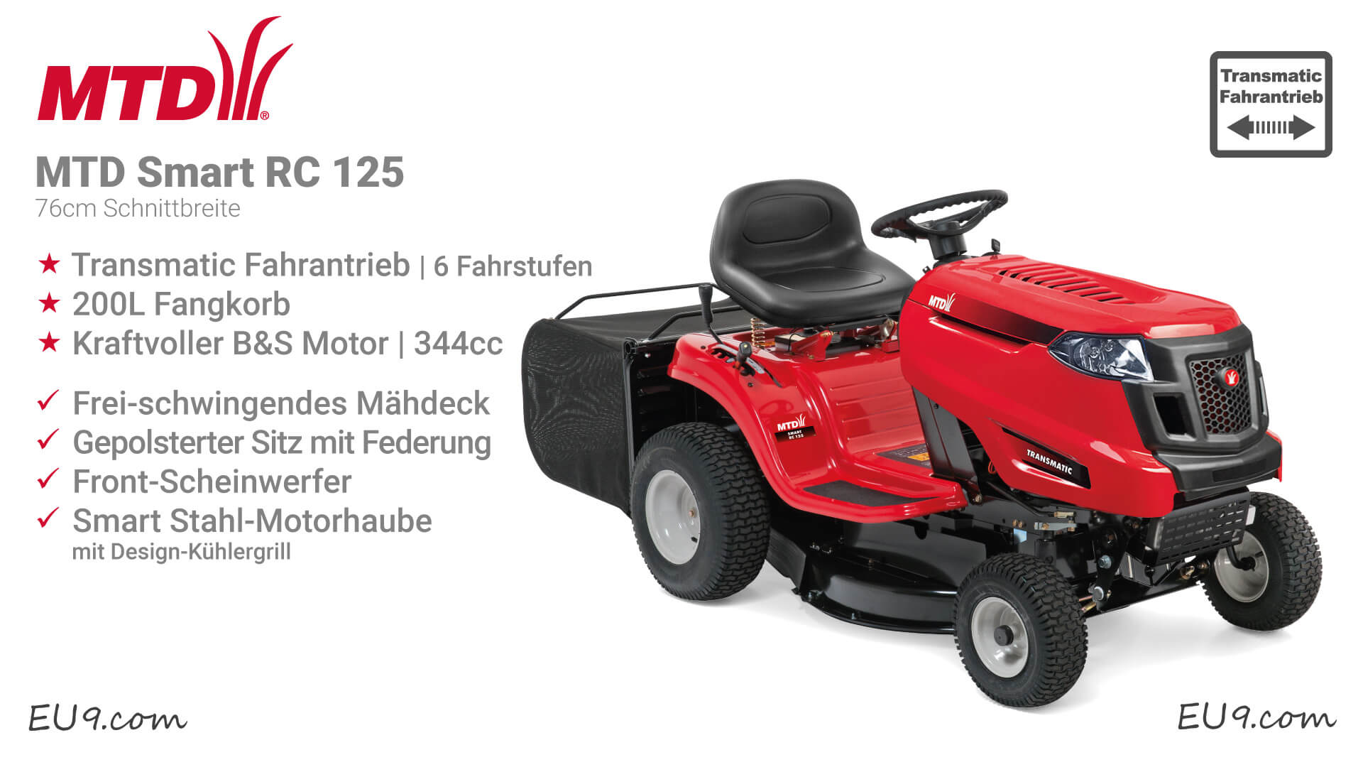 NEU 2021 MTD Smart RC 125 Transmatic Rasentraktor Günstig