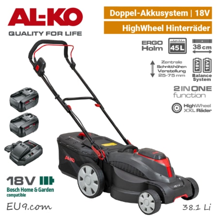 ALKO 38.1 Li Comfort Doppel 18V Akku-Rasenmäher Bosch-Home & Garden AL-KO EU9