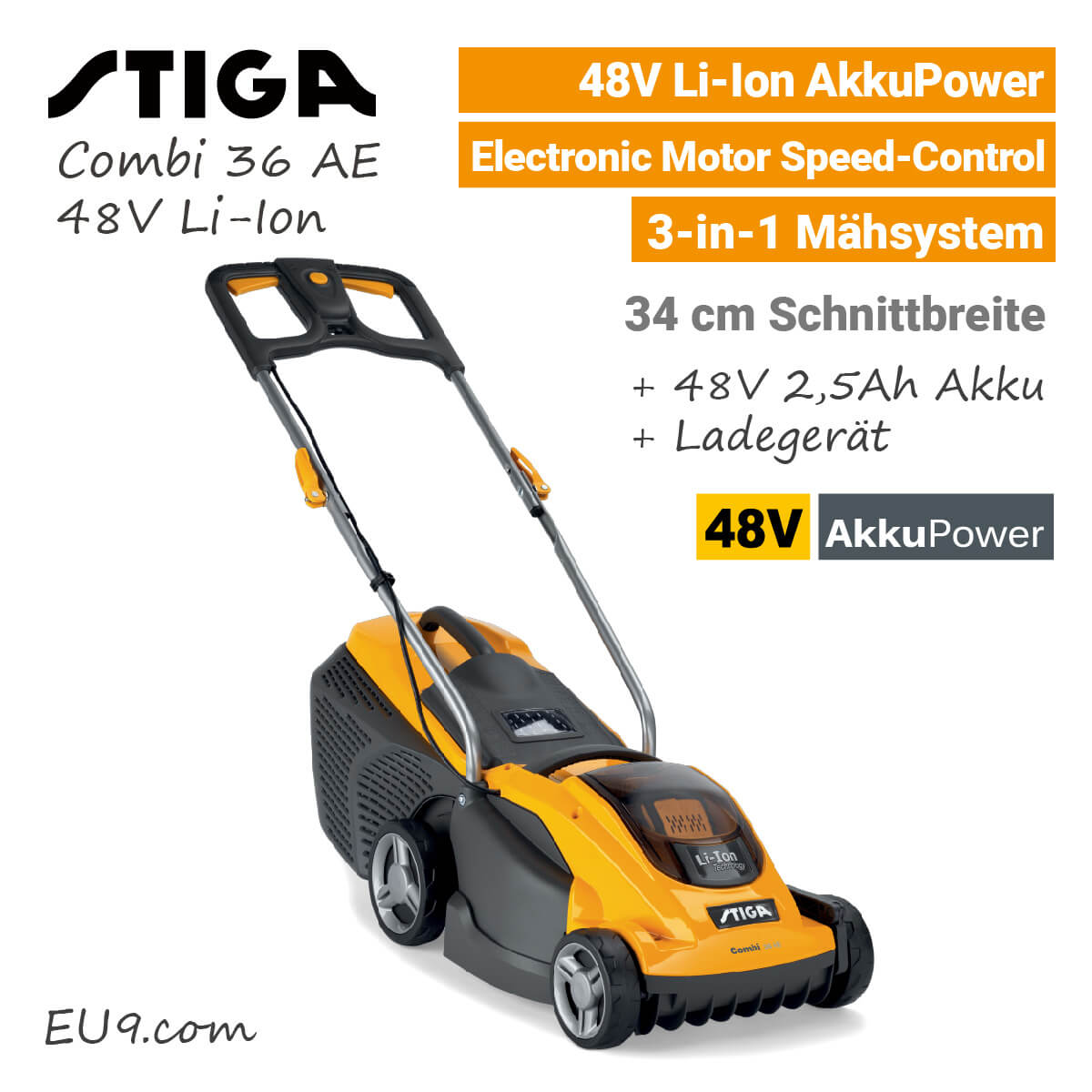 Stiga Combi 36 AE 48V Akku-Rasenmäher - 48 Volt | Günstig ...